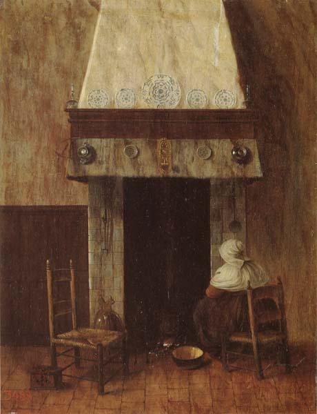 Jacobus Vrel An Old Woman at he Fireplace France oil painting art